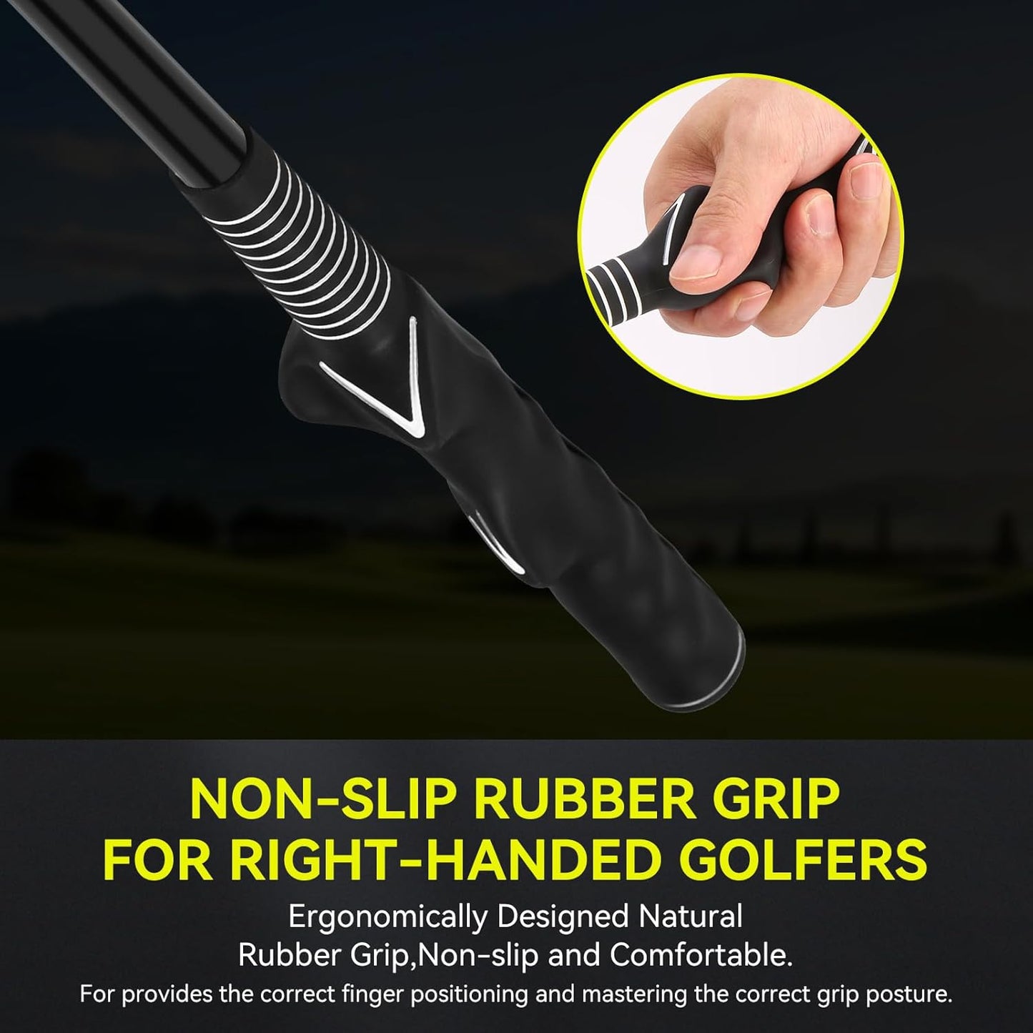 Golf Grip Trainer, Golf Swing Trainer Aid Warm-Up Stick for Strength Grip Tempo & Flexibility Training, Golf Training Aid with Arm Band for Practice Chipping Hitting Golf Accessories (Yellow)