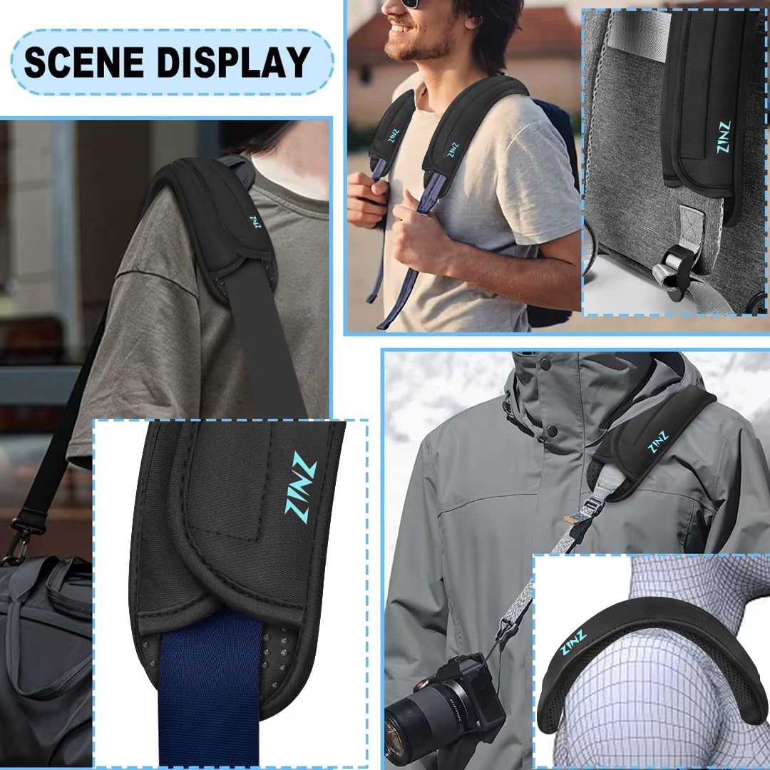 ZINZ 2-Pack Universal Shoulder Pad with Ultra thick Cushion for Bag Luggage Bag Crossbody, Plus Long & Anti-Slip & Breathable,Drak Gray-2Pack