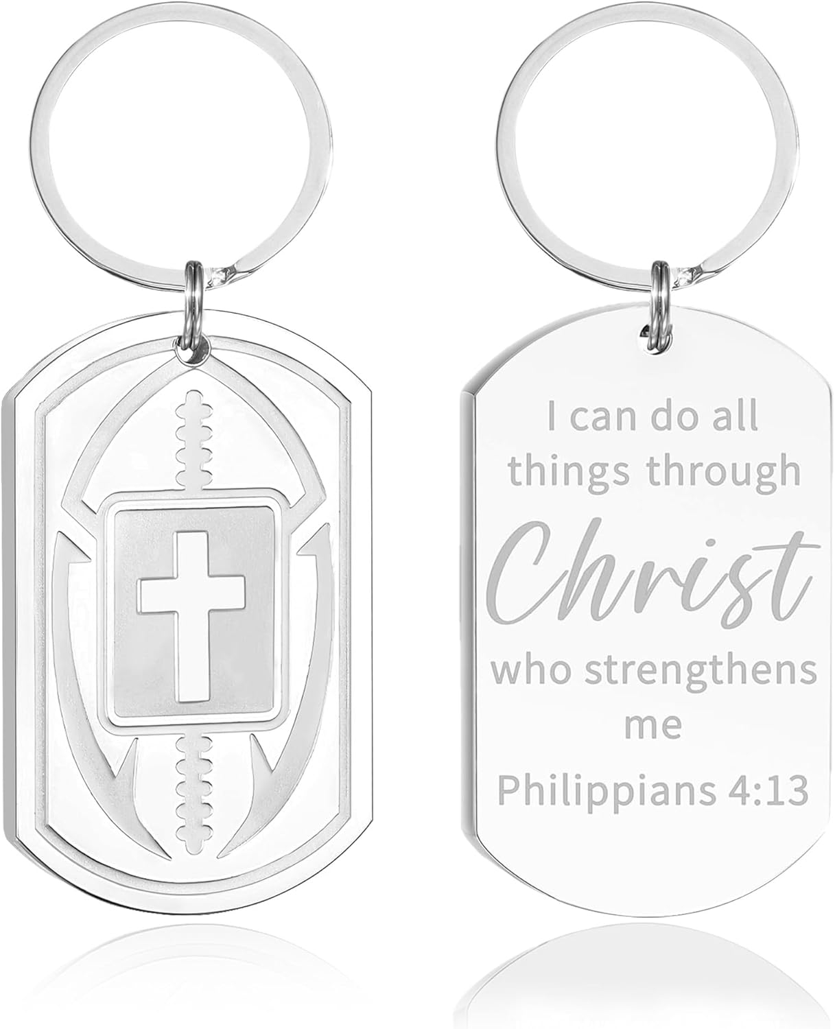Football/Baseball/Soccer/Basketball Keychain for Men First Communion Baptism Confirmation Mens Gifts