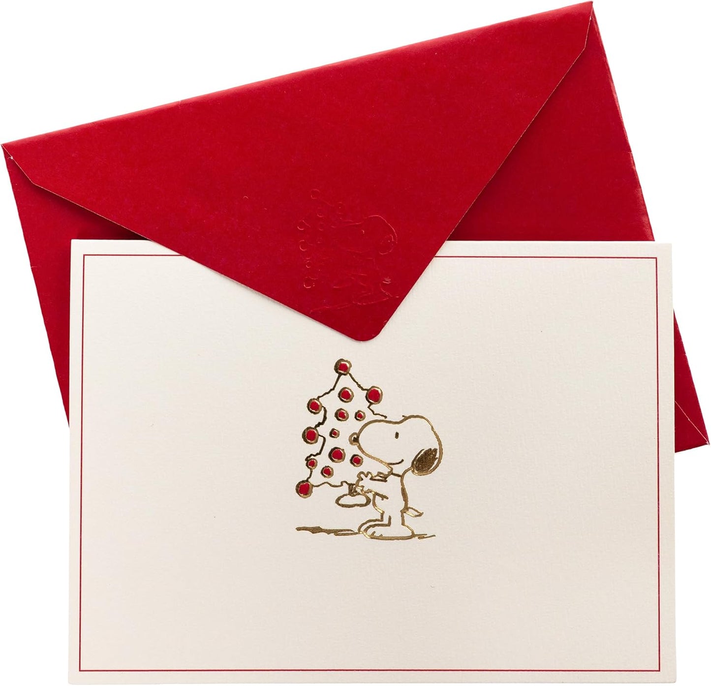 Graphique Peanuts Holiday Designer Cards Luxe Collection, Christmas Greetings, Gold Foil Embossed Stationary Boxed Set, 15 Blank Cards with 16 Envelopes, 5.9" x 8.67"