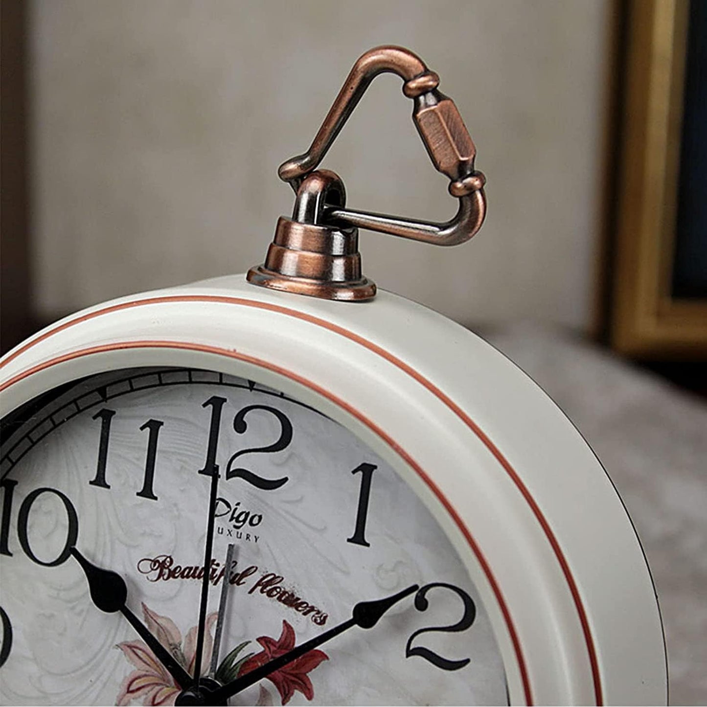 Maxspace Classic Vintage Clock - Elegant and Decorative Analog Clock,Silent Non-Ticking Clock with Distressed Metal Frame for Office, Living Room or Bedroom