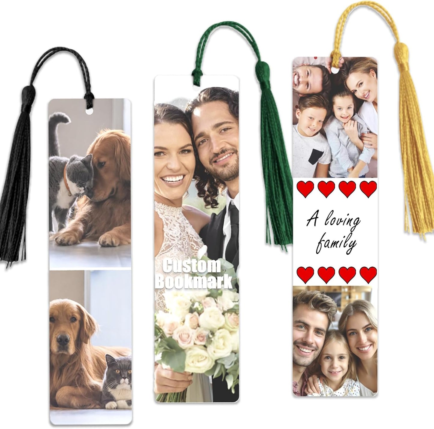 Custom Bookmark, Personalized Wood Bookmarks Tassel with Photo, Customized Double-Sided Bookmark for Women Men Book Lover Christmas Valentine's Day
