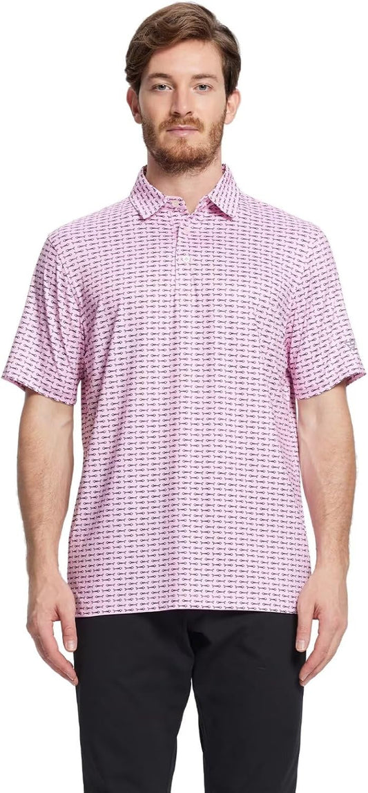 Golf Shirts for Men Dry Fit Short Sleeve Print Performance Moisture Wicking Polo Shirt