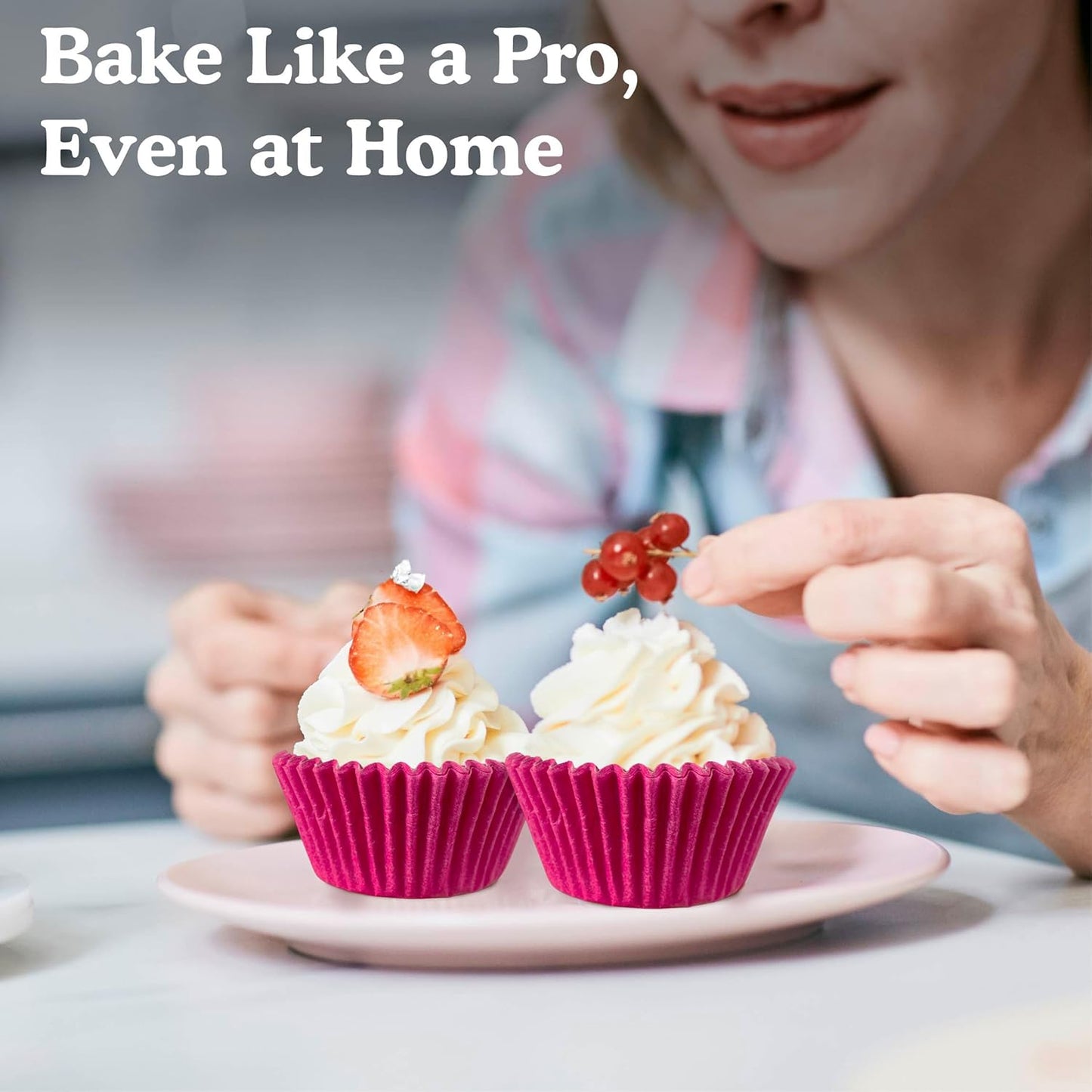 Regency Wraps Greaseproof Professional Grade Baking Cups, Pack of 40, Standard Liners, Hot Pink Solid, for Cupcakes, Muffins, Candy, Non Stick