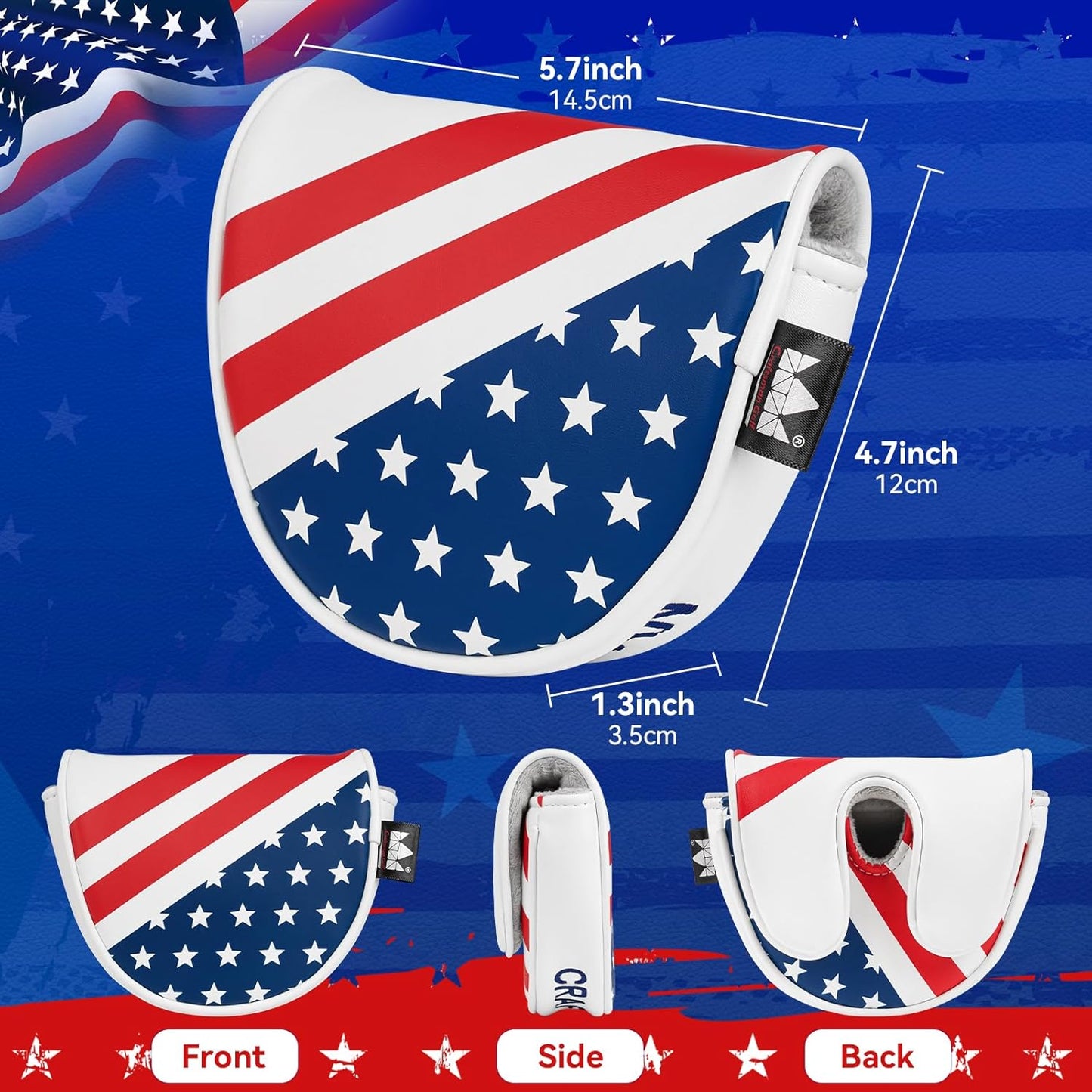 CRAFTSMAN GOLF USA America Mallet Blade Putter Cover Headcover for Scotty Cameron Odyssey LAB