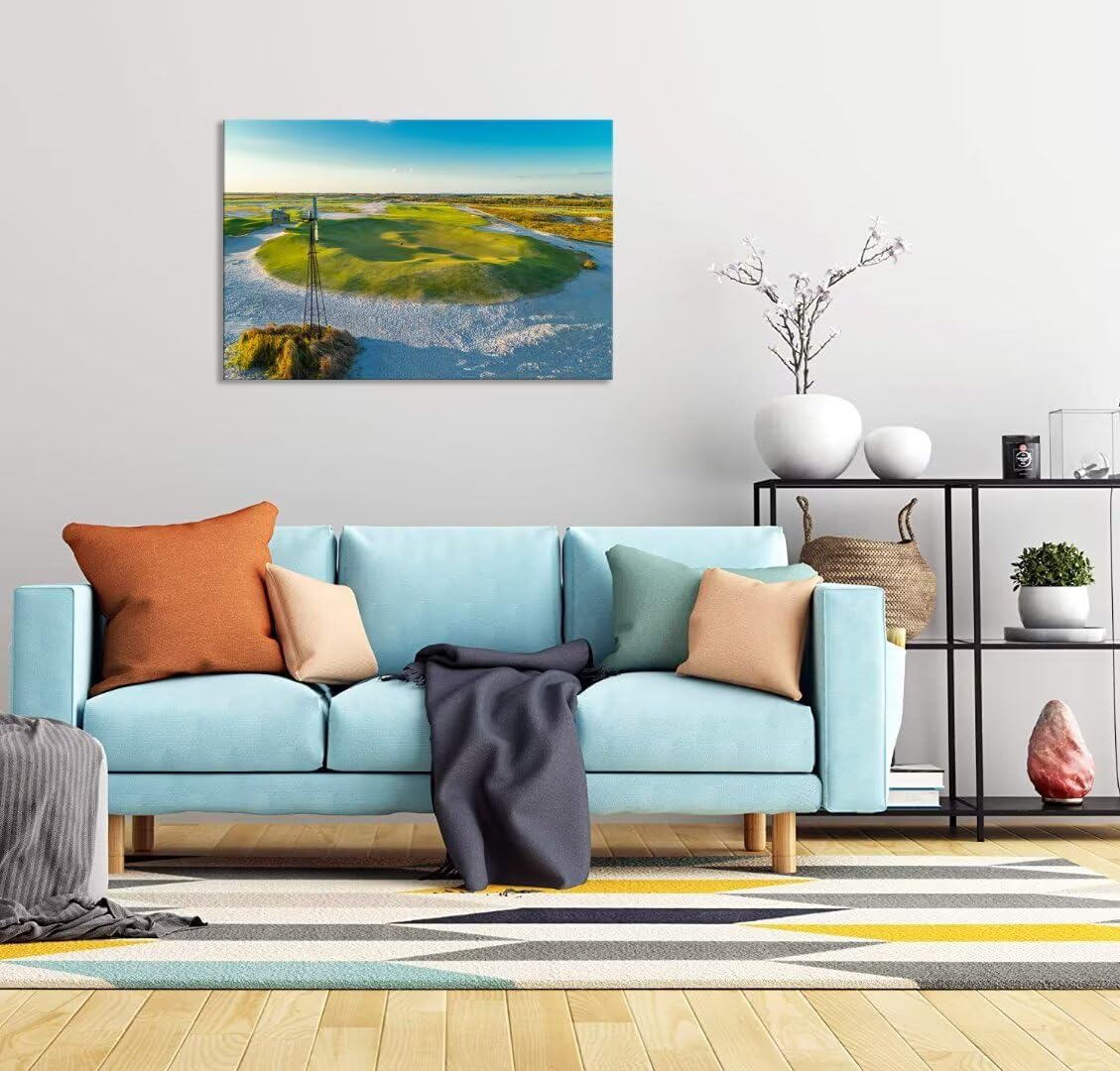 Streamsong Black Golf Course 9th Hole Wall Art for Living Room Bedroom Bathroom Home Decorations Golf Course Picture Poster Framed Artwork Canvas Prints Ready to Hang(12''H x 16''W)