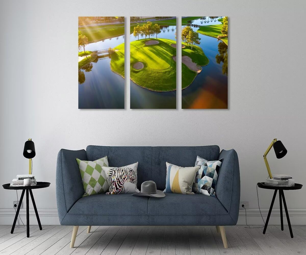 Island Golg Hole in Arizona Golf Course Wall Art for Living Room Bedroom Bathroom Home Decoraitons Golf Course Pictures Posters Framed Artwork Canvas Prints Ready to Hang(12''W x 24''H x3)