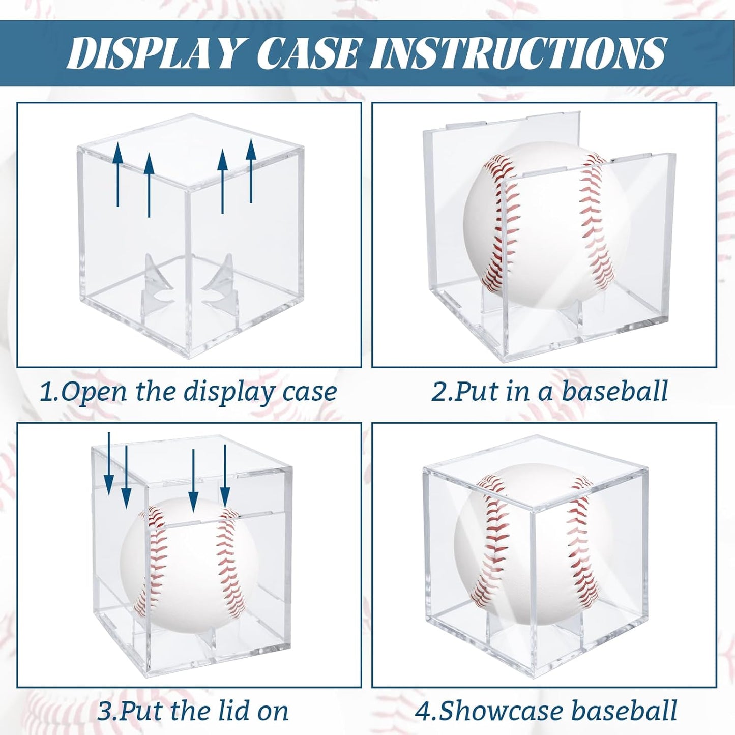 STARVAST 18 Pack Baseball Display Case, UV Protected Square Ball Holder, Clear Acrylic Display Case for Autographed Baseball and Golf Ball, Official Size Box