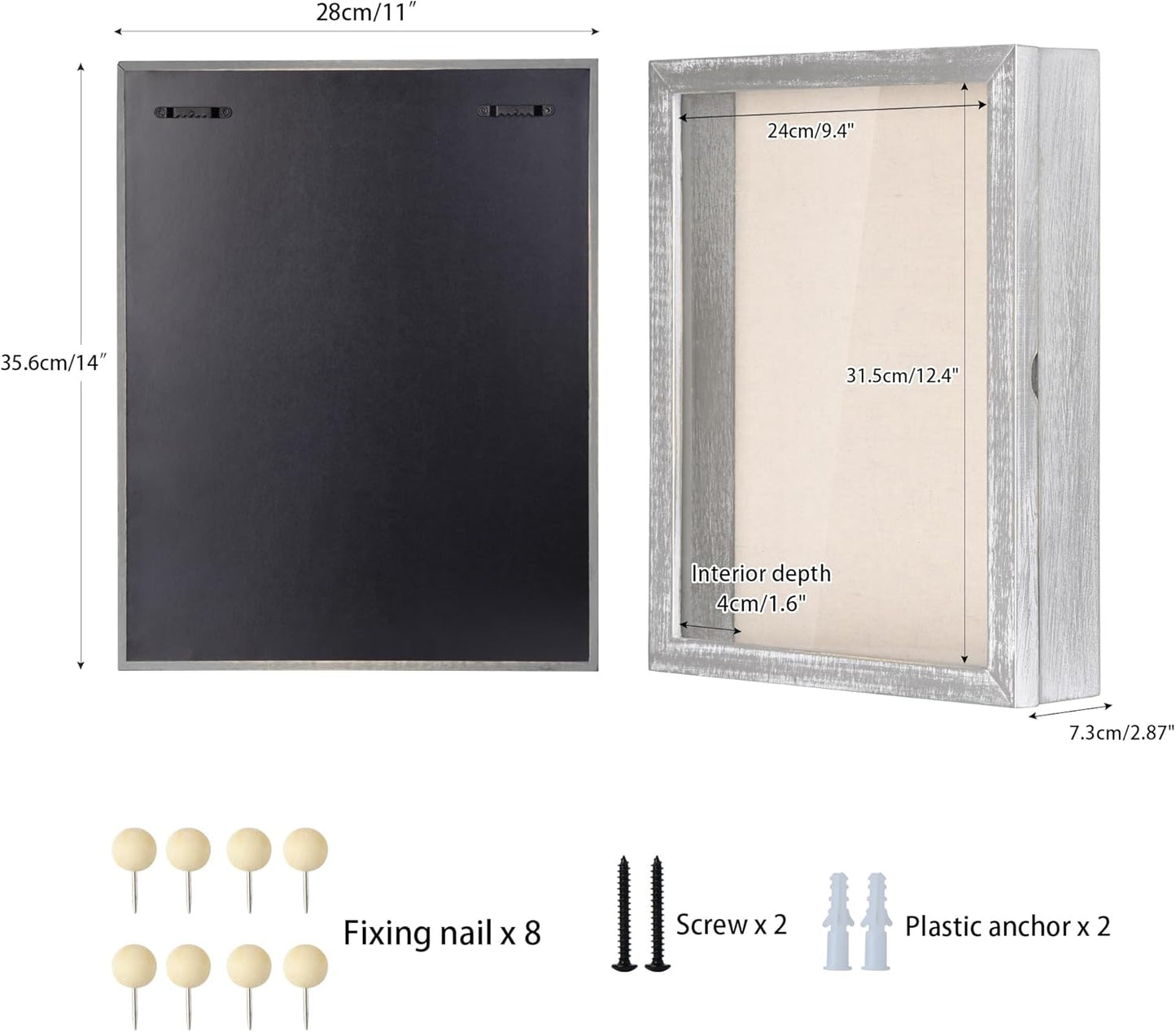 Love-KANKEI Shadow Box Display Case 11x14 Shadow Box Picture Frame with Linen Back Memorabilia Awards Medals Photos Memory Box Gift Rustic Grey