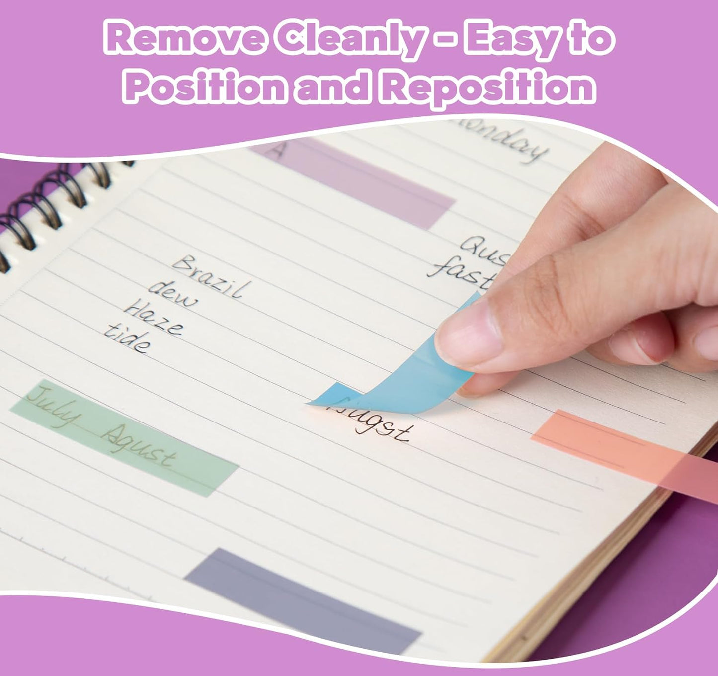 Sticky Tabs for Annotating Books,1260pcsTranslucent Self-Sticky Morandi Book Tabs for Binders,6 Styles Page Markers Writable&Repositionable Book Flags Strip for Journal Office School Stationery