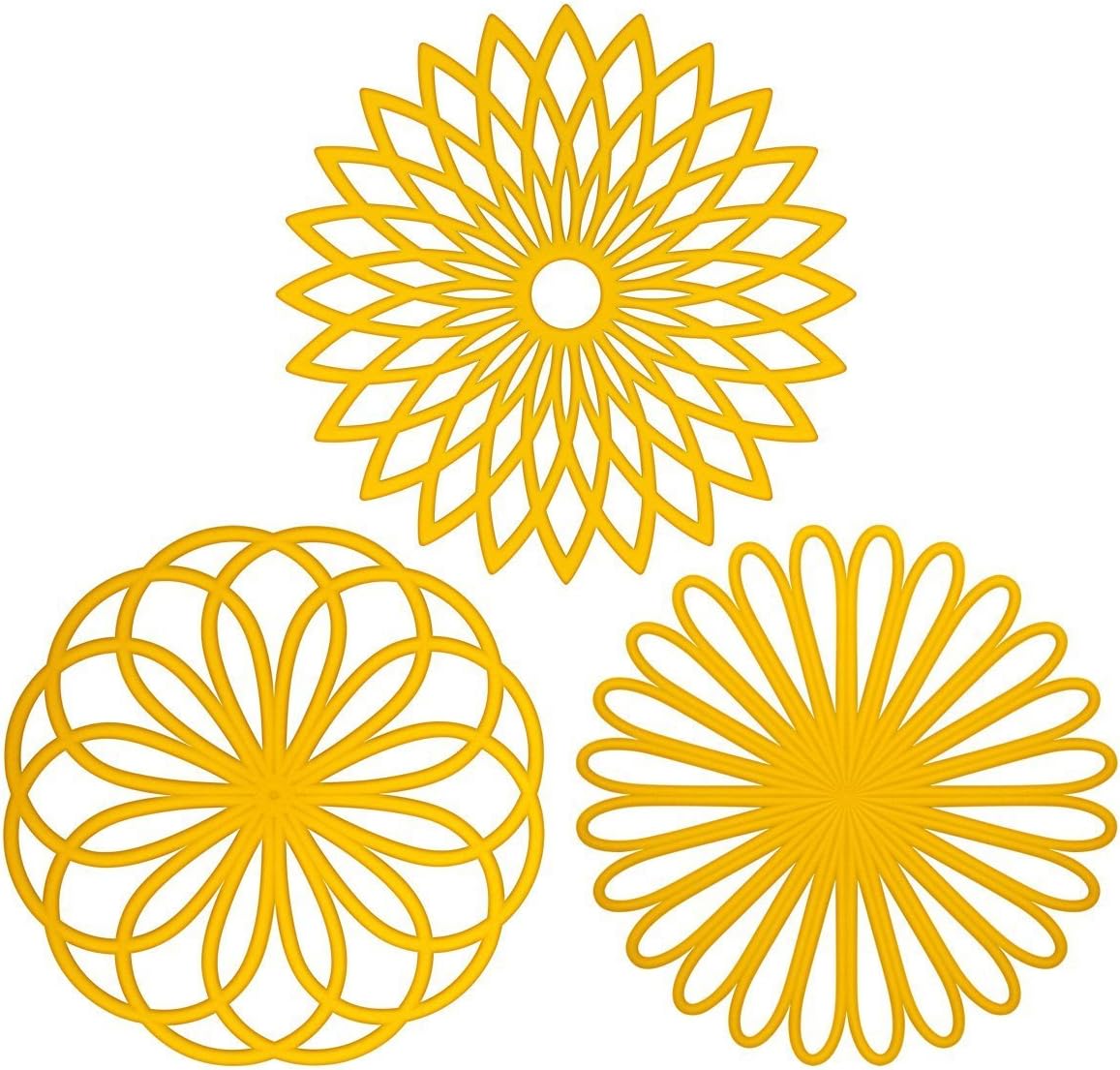 ME.FAN Silicone Trivet Mat - Kitchen Hot Pads for Pots & Dish - Insulated Teapot Trivet - Flexible, Durable, Non-Slip Large Coasters 3 Set Yellow