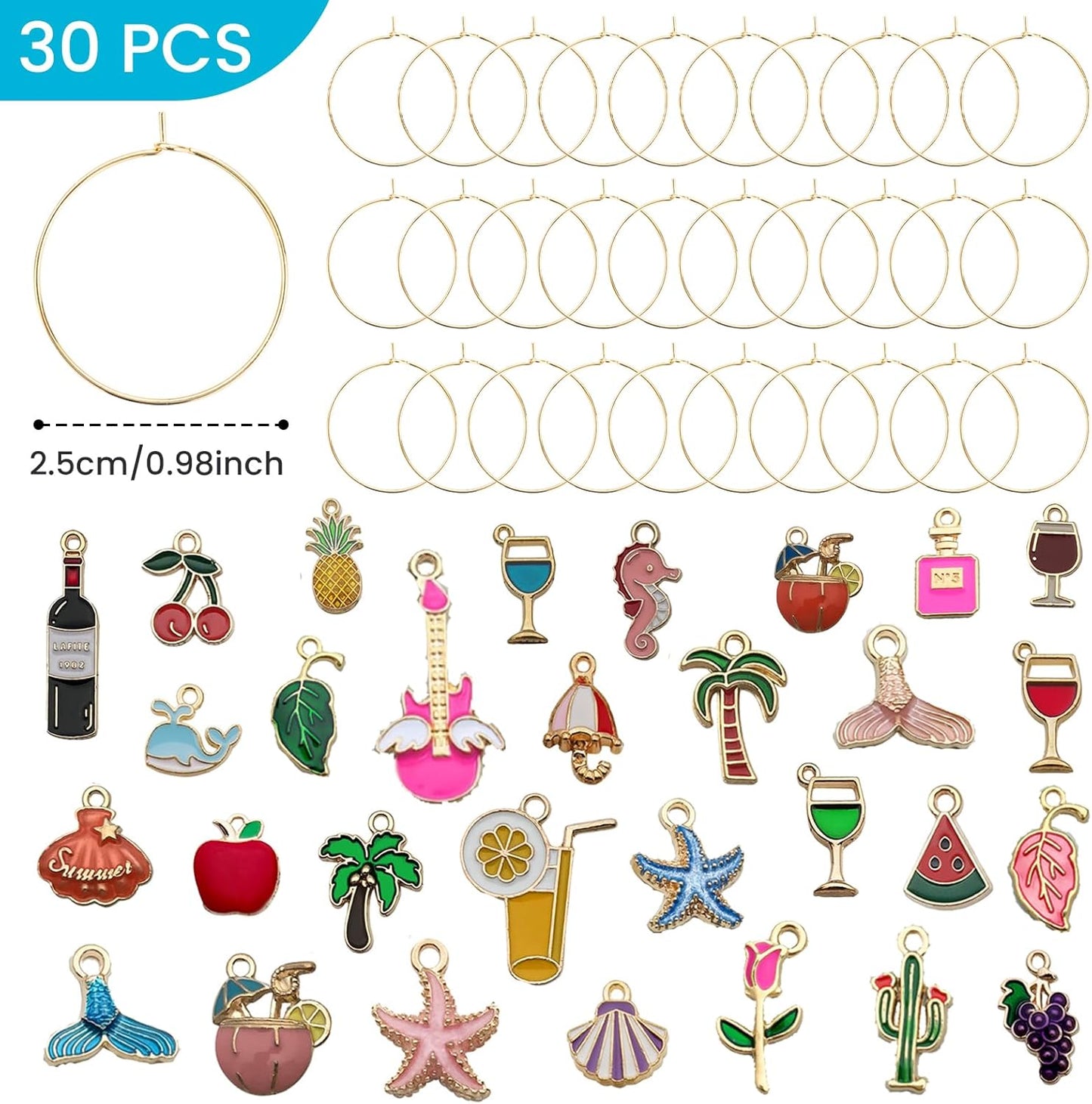Wine Glass Charms Drink Identifiers Wine Charms For Stem Glasses Markers Glass Tags Travel Beach Themed Party Supplies