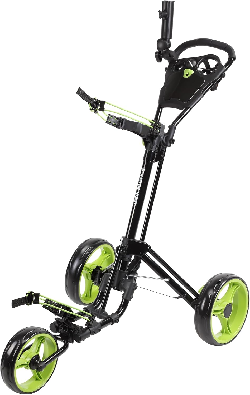 Golf Push Cart 3 Wheel with Foot Brake – 1-Second Fold/Unfold, Adjustable Handle, Umbrella Holder, Beverage Compartment & Storage | Lightweight Aircraft-Grade Aluminum Frame