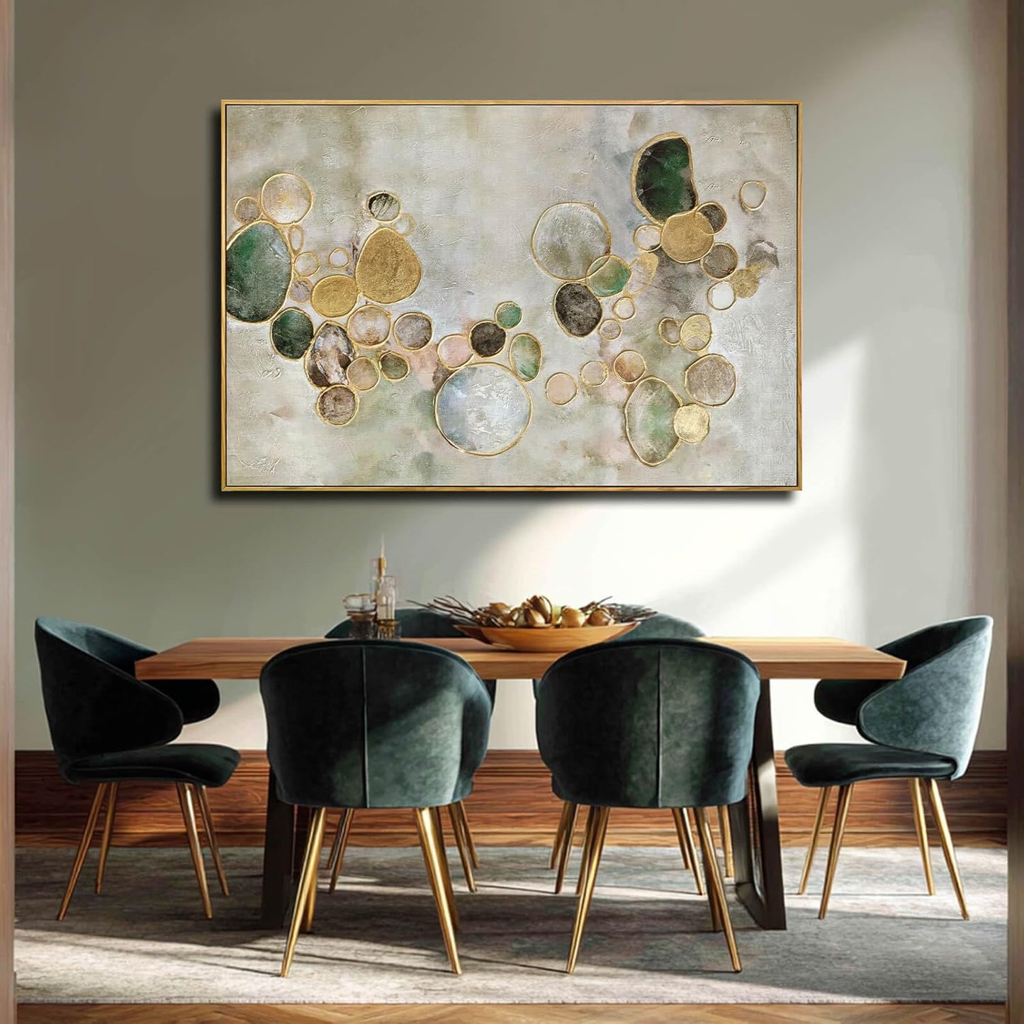 YJYart Gold Line Home Wall Decor Abstract Wall Art Neutral Canvas Artwork 32"x48" Decorations for Bedroom Large Paintings for Living Room