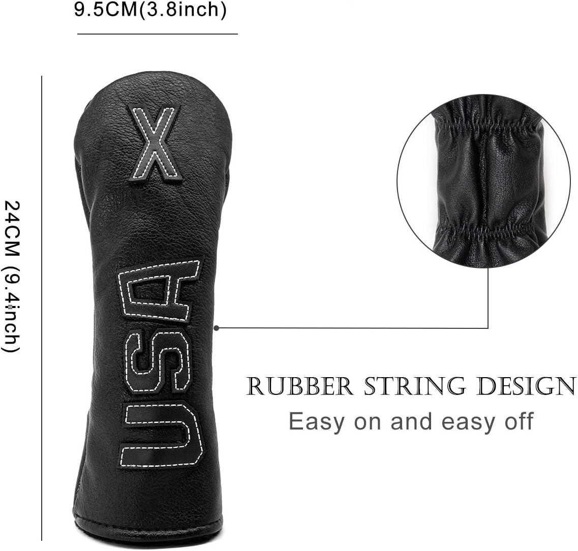 TaylorMade, Titleist, Callaway Golf Driver & Fairway Wood Headcovers - Black Synthetic Leather, Thick, Cool, USA Made