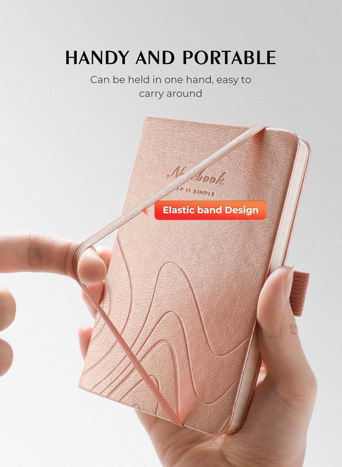 AISBUGUR Pocket Notebook, Small Notebook, 2-Pack Total 320 Pages,3.7" x 5.7" Pocket Notebook (2 Pack, Rose Gold)