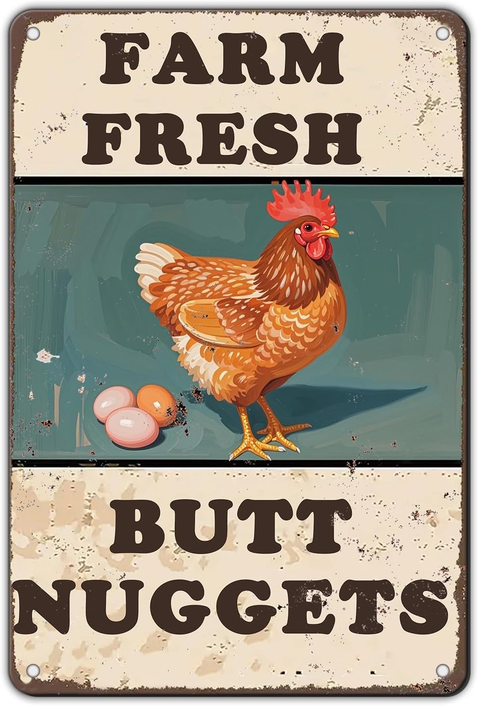 Chicken Coop Sign Farm Fresh Butt Nuggets Tin Sign Plaque Metal Poster 12x8 Inch Wall Decor