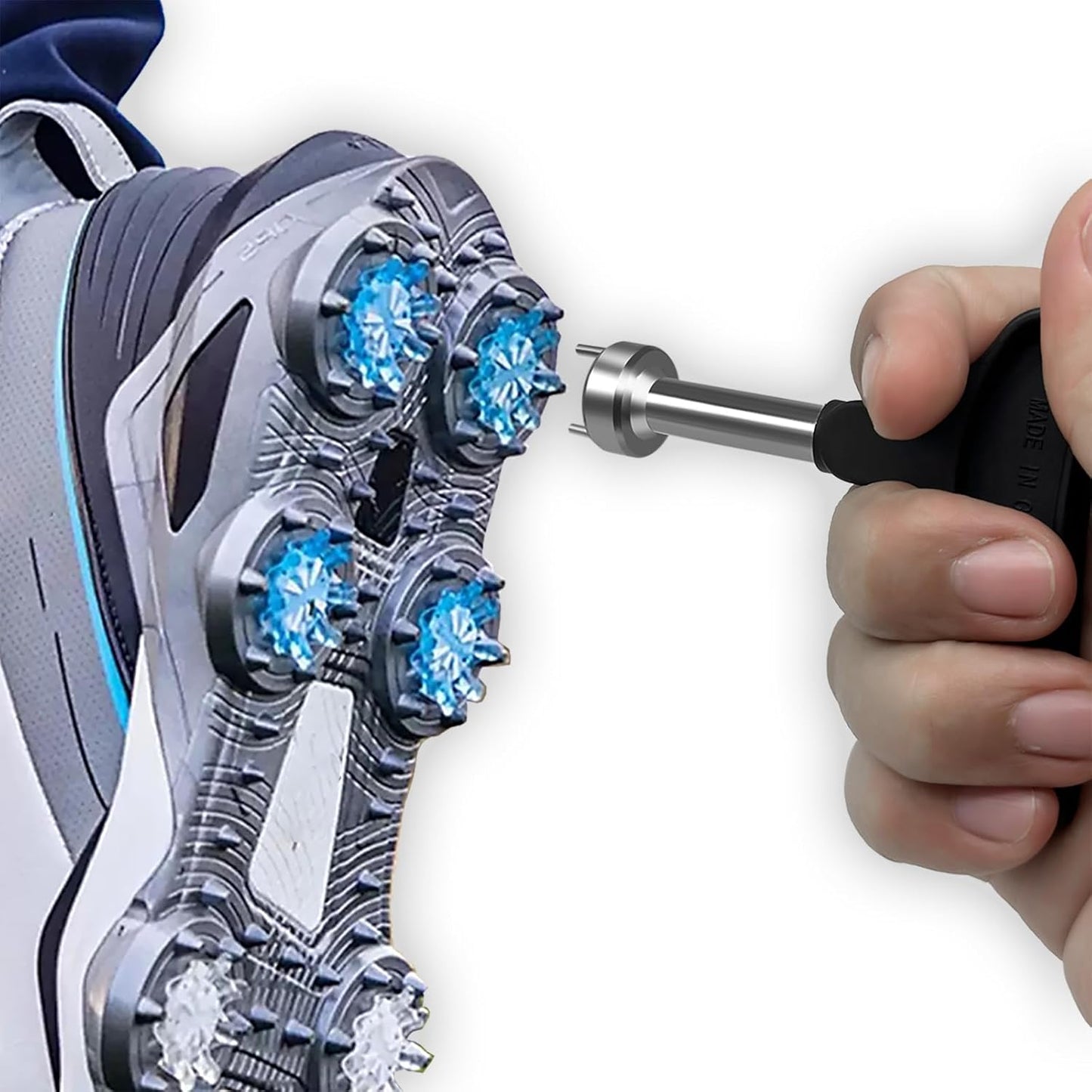 Professional Golf Spike Removal Tool - Sturdy Two Pin Universal Golf Shoe Spike Cleat Wrench