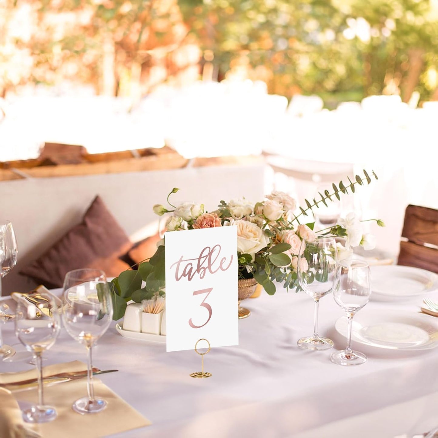 JOYIT 31 Set Wedding Table Numbers 1-31 with 31 Pcs Holders, Rose Gold Table Numbers with Place Card Holders, 4" x 6" for Wedding Reception