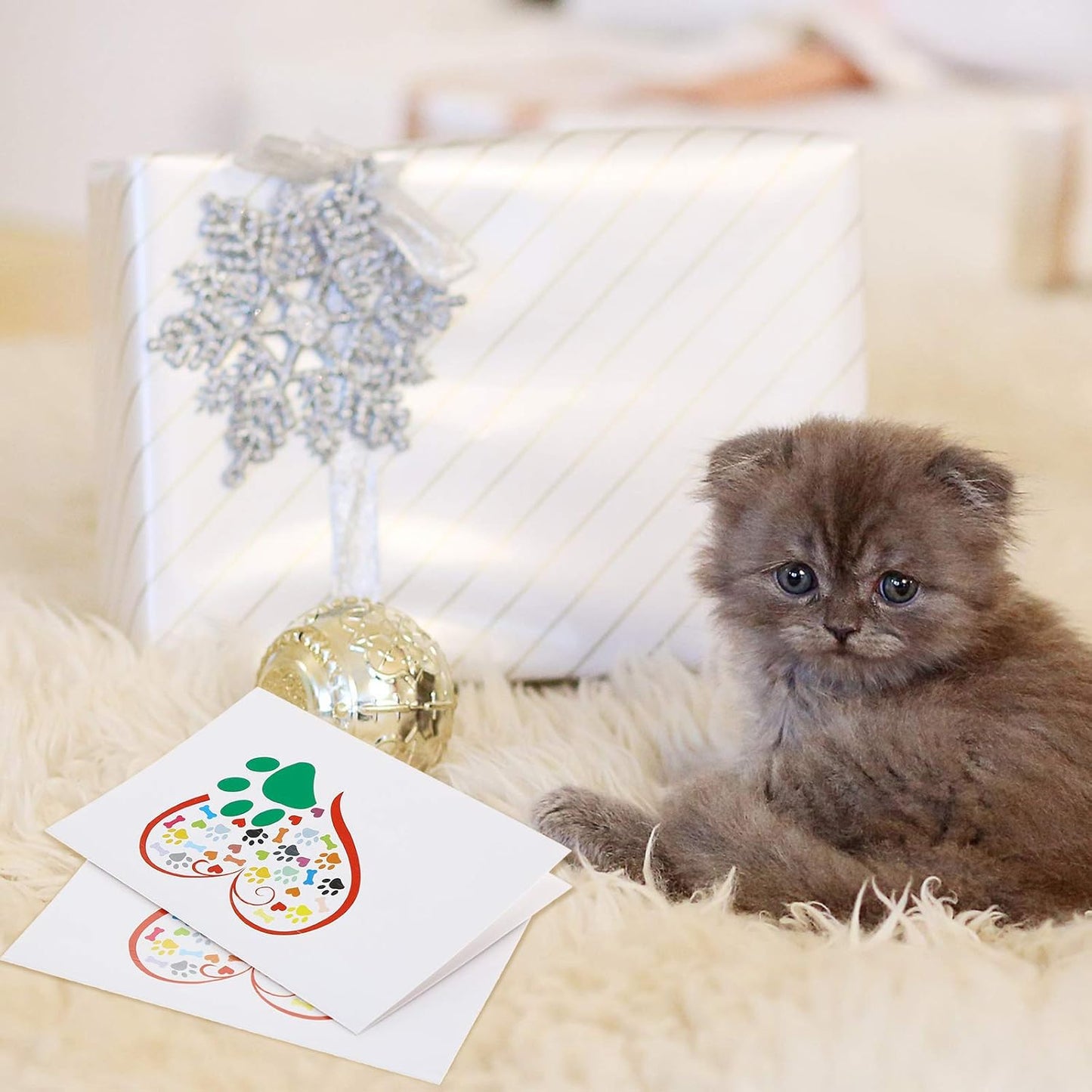 Zonon 48 Pcs Paw Printed Note Cards Set 24 Thank You Note Cards Heart Paw Print Blank Greeting with 24 White Envelopes Animal Lovers Pet Shop Birthday Party(Colorful)