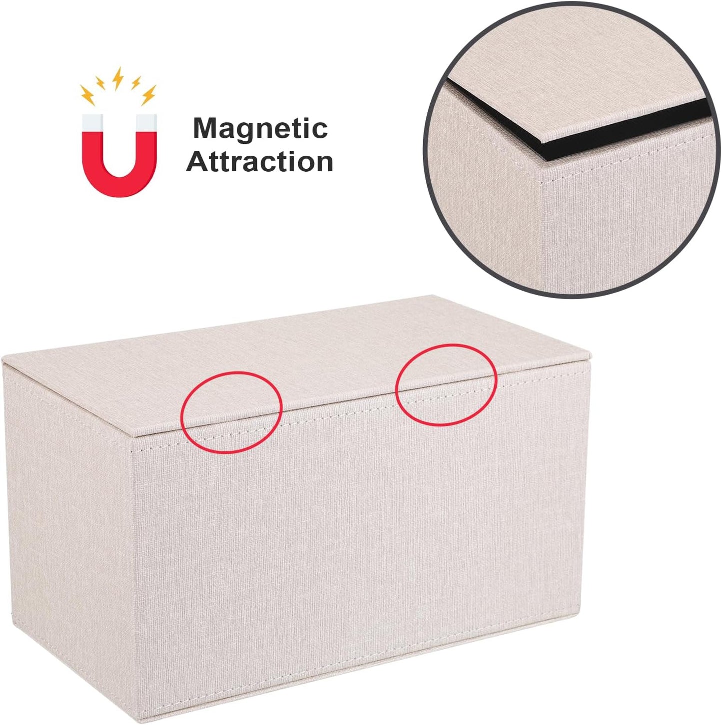 Sumnacon Tissue Box Cover Rectangular Tissue Box Holder Linen Tissue Box with Magnetic Bottom Decorative Beige Tissue Box for Bathroom Toilet Living Room Table Desk Office Car, Large