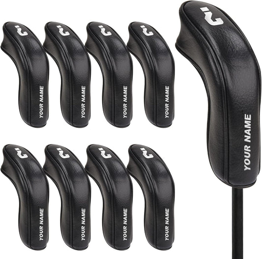 BIG TEETH Golf Hybrid Iron Head Cover 9Pcs, Long Hybrids Iron Covers Head Covers Set, Golf Club Covers W/Big NO. Fits for Cleveland Launcher Cobra T Rail Hybrid Irons