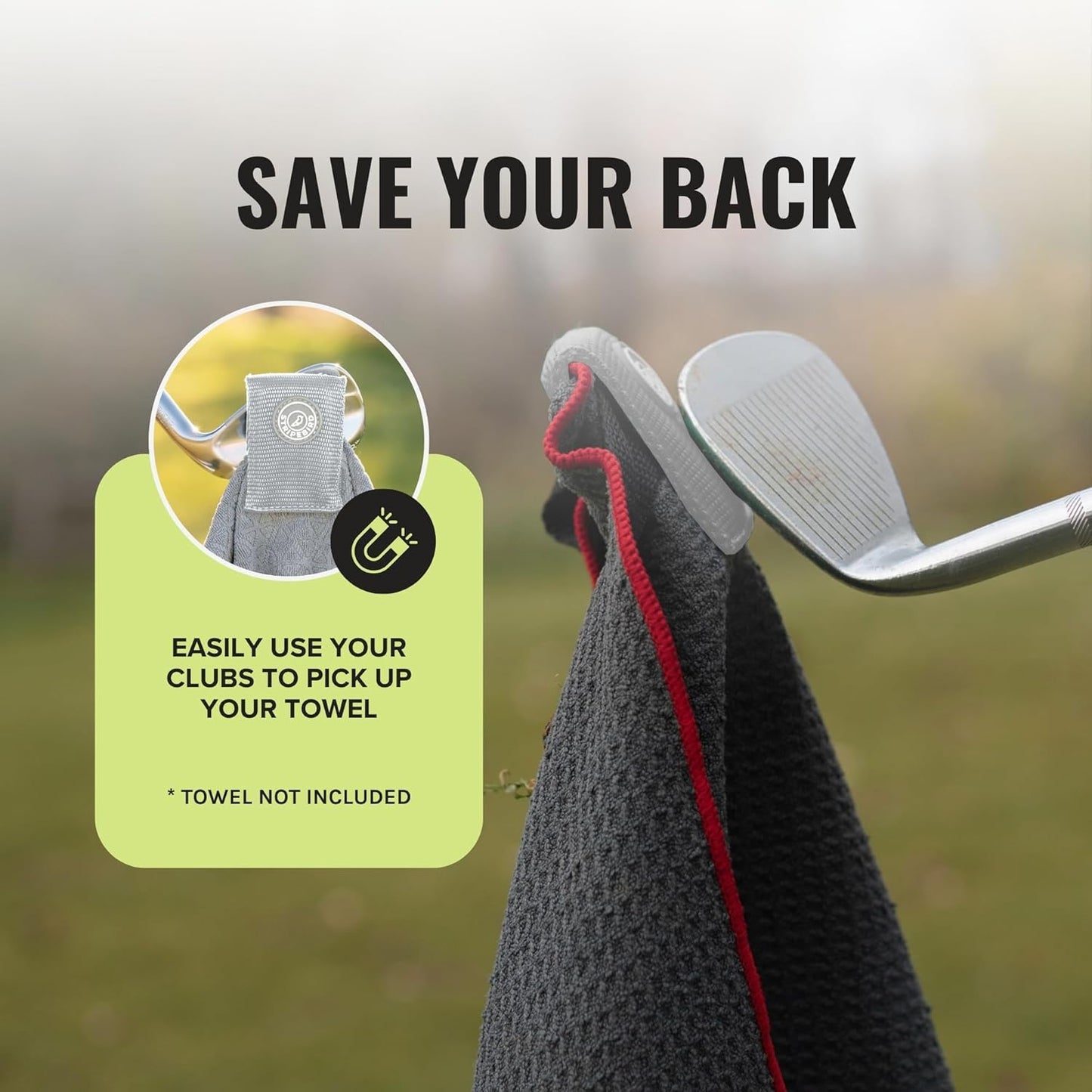 Stripebird - Magnetic Clip for Any Towel (Gray) - Highest Strength Magnet for Magnetic Golf Towel - Removable from Towels - Magnet Golf Towel - Magnetic Golf Towels for Men