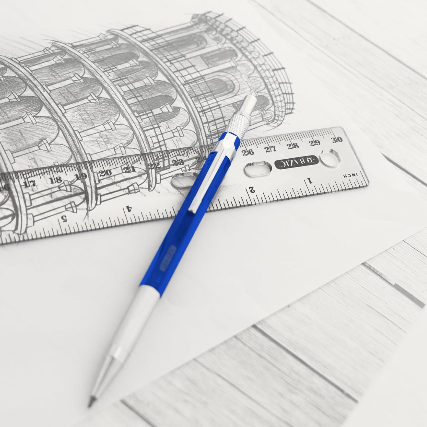 BAZIC Products Plastic Clear Rulers 12 inch (30cm), Inches Centimeter Metric Ruler Measuring Long Ruler, Straight Edge Ruler for Students School Supplies, 288-Pack