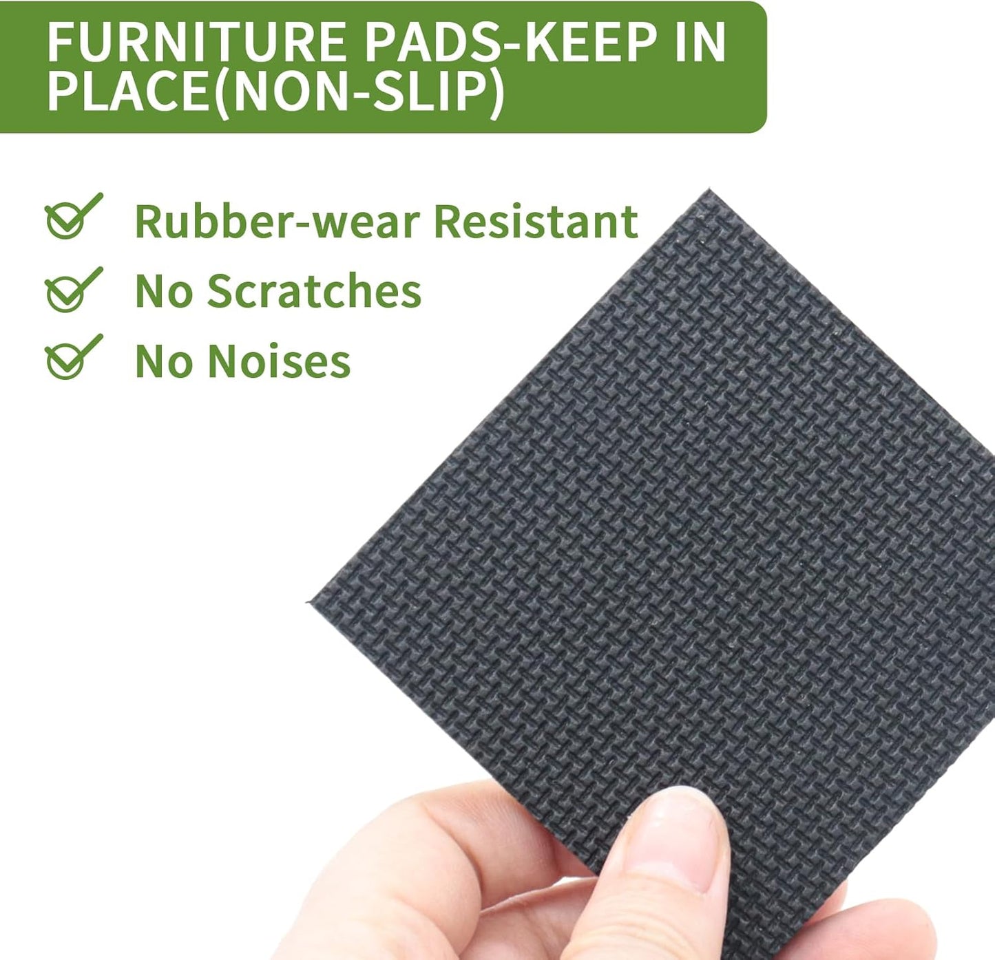 Non Slip Furniture Pads 12 PCS 3'' Square - Anti Slip Furniture Pads - Self Adhesive Rubber Feet Furniture Feet - Chair Leg Floor Protectors - Keep Furniture in Place