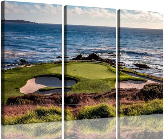 California Coastline Golf Course Wall Art for Living Room Bedroom Bathroom Home Decorations Golf Course Pictures Posters Framed Artwork Canvas Prints Ready to Hang(20''W x 40''H x3)