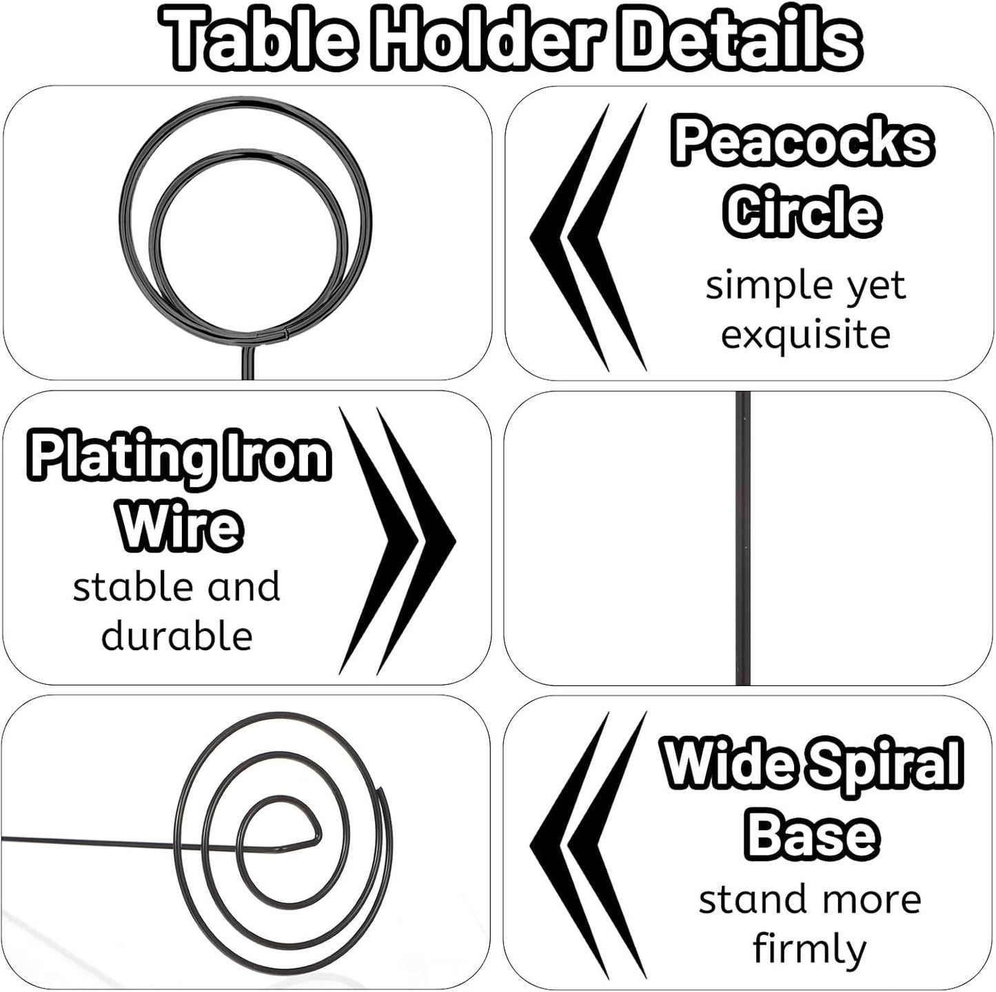 24Pcs 8.86in Wire Photo Holder Black Table Number Holder, Place Card Holders, Menu Memo Note Card Small Table Number Stands Picture Holders for Center Decoration Wedding Reception Party Birthday