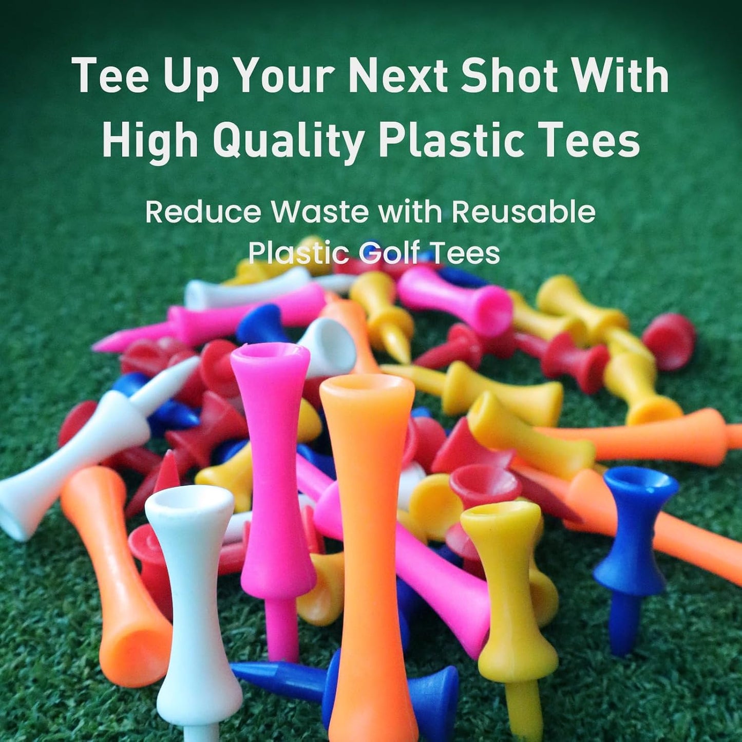 Plastic Golf Castle Tees Step Down Value 200 Count, Unbreakable Mixed or Same Height 1, 1 1/4, 2 3/4, 2 1/4, 2, 1 3/4, 1 1/2 Inch Length Colorful Pack for Practice