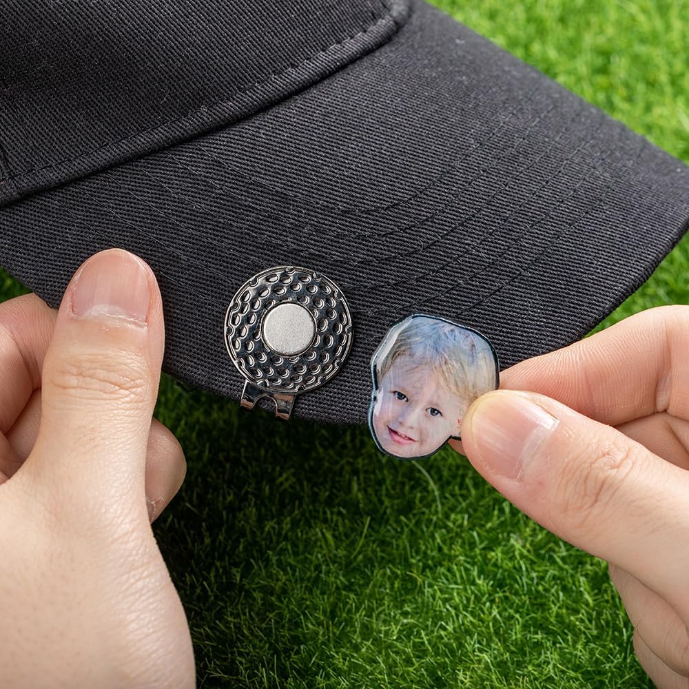 Personalized Photo Golf Ball Marker with Magnetic Hat Clip Custom Golf Ball Marker Birthday for Golf Lover