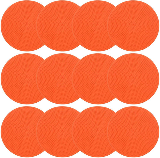 PATIKIL 4 Inch Poly Spot Markers, 12Pcs Non Slip Rubber Floor Dots with Storage Bag Flat Agility Cones for Sports Training Basketball Football