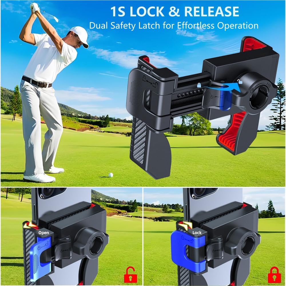 Magnetic Golf Cart Phone Holder: Powerful N52 Magnet Base, Tool-Free Install & 360° Rotatable, Universal Fits EZGO/ Club Car/ Yamaha - Must-Have Golf Accessories for iPhone, Samsung & All Smartphones