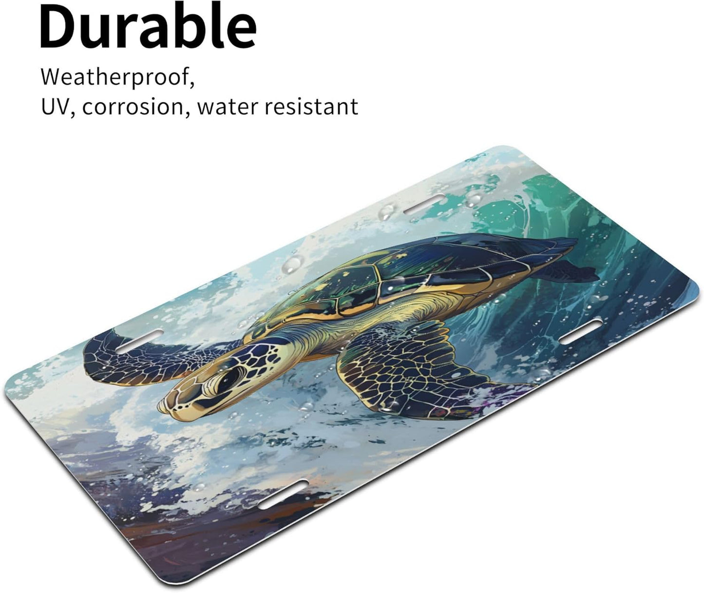 Custom License Plate Personalized Ocean Turtle Funny Aluminum Front License Plates Decorative Rust-Free Metal Car Plate Covers for Women Men Car Tag Accessories fit Truck SUV Rv 12 X 6 in