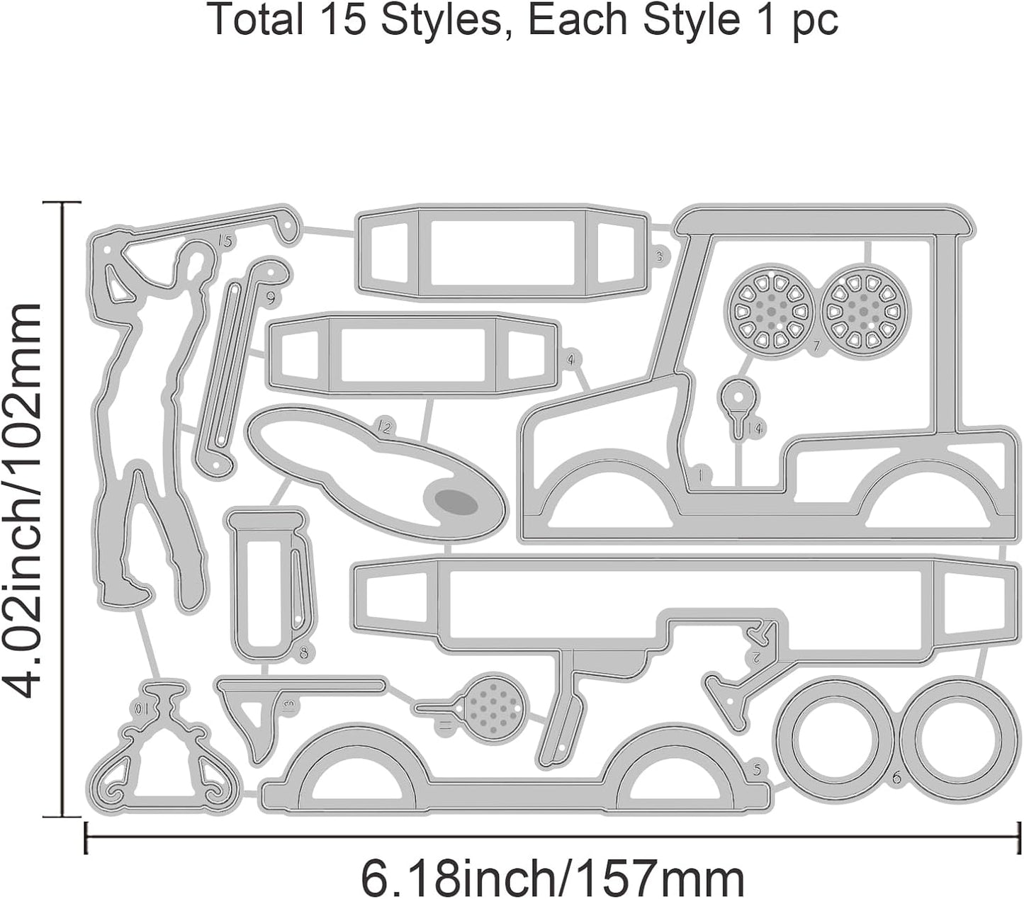 GLOBLELAND Golf Cart Cutting Dies for DIY Scrapbooking Metal Golf Tools Sport Die Cuts Embossing Stencils Template for Paper Card Making Decoration Album Craft Decor