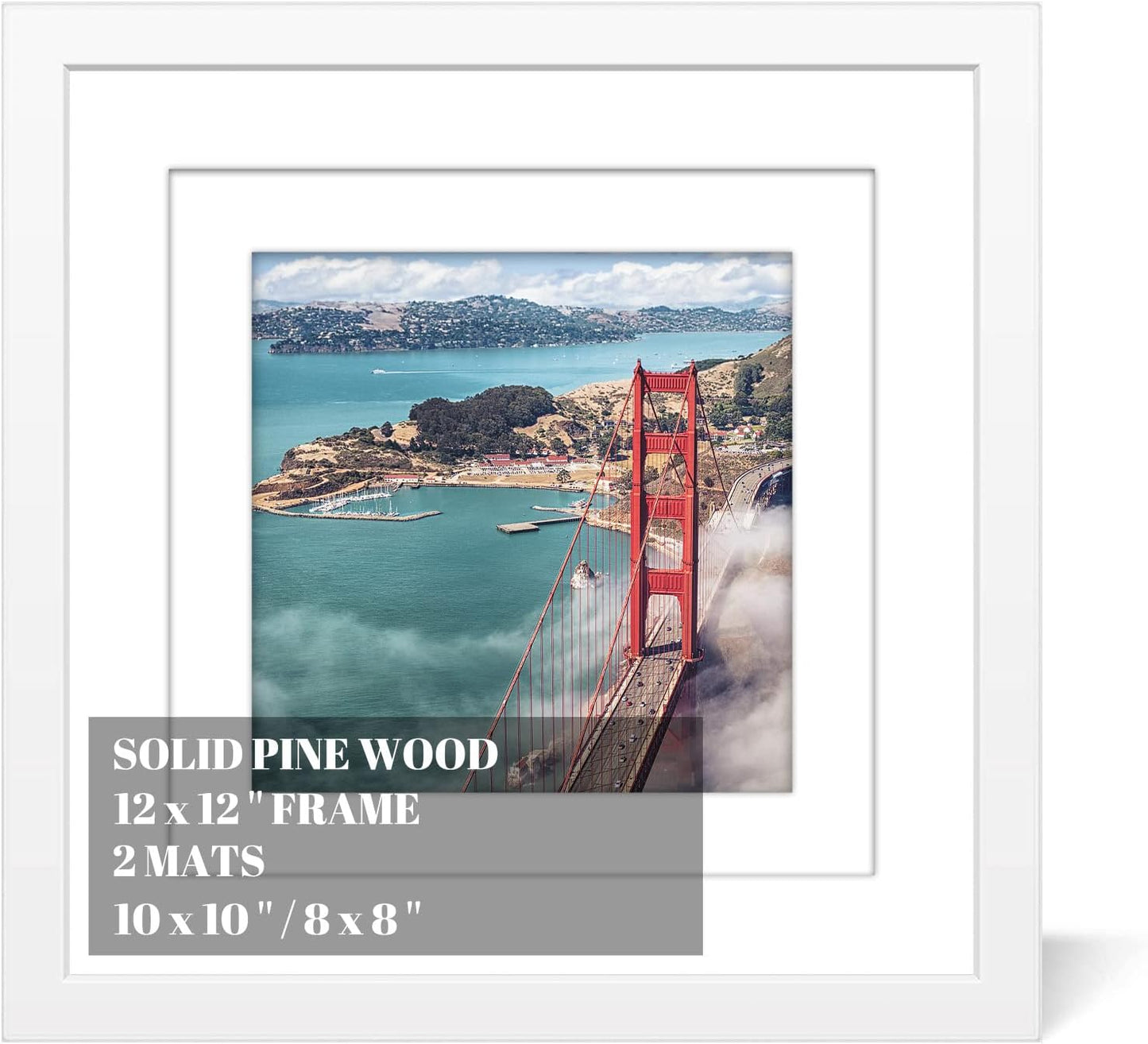 12x12 Wood Picture Frames for Wall Hanging or Tabletop,Diamond Painting Frame Baby Scan Picture Frames with 2 Mats Display 8x8 or 10x10 for Family Walls Decoration,Anniversary,Wedding,Christmas(White)