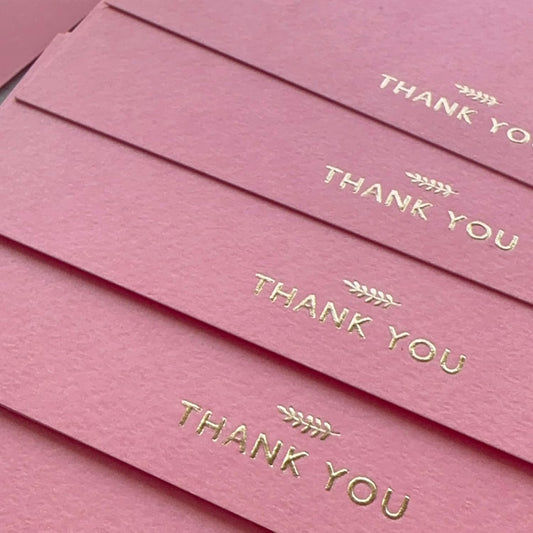 RUN2PRINT Thank You Cards with Envelopes & Gold Foil Stickers – Flat Dusty Blue Cards (4″×6″) – Embossed Italian Textured Thick Paper – For Weddings, Business & Every Occasion