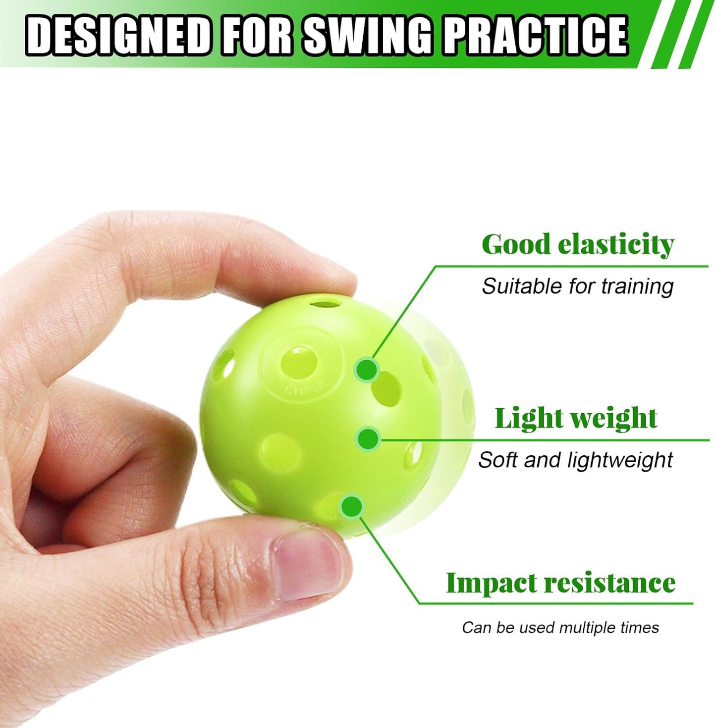 Plastic Golf Balls Practice Limited Flight Golf Training Ball Hollow Swing Practice Indoor Golf Balls with Mesh Drawstring Bag for Backyard Driving Range or Outdoor