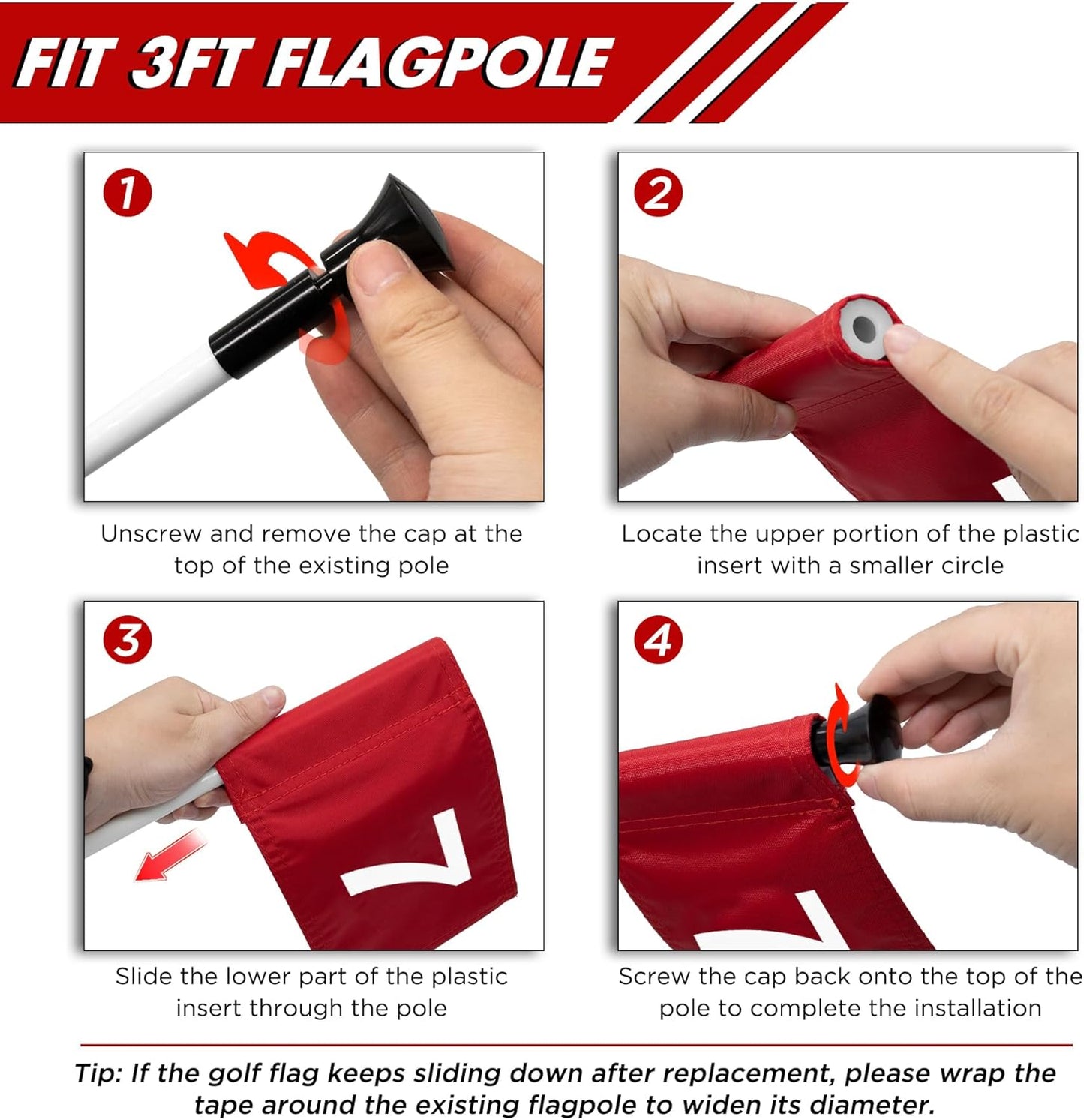 KINGTOP Numbered Golf Flag All 8x6 Inch – Upgraded Dual-Layer 420D Nylon, Double Sided Printing, Tube Inserted – Mini Practice Putting Green Flags for Yard