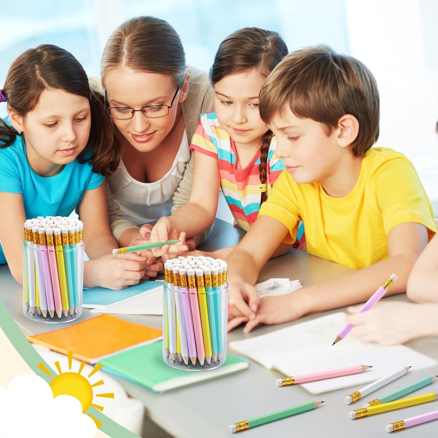 Outus 72 Pieces Golf Pencils Half Pencils with Eraser Mini Bulk Short #2 HB Pre Sharpened for Bridal Shower Wedding Office(Multicolor)