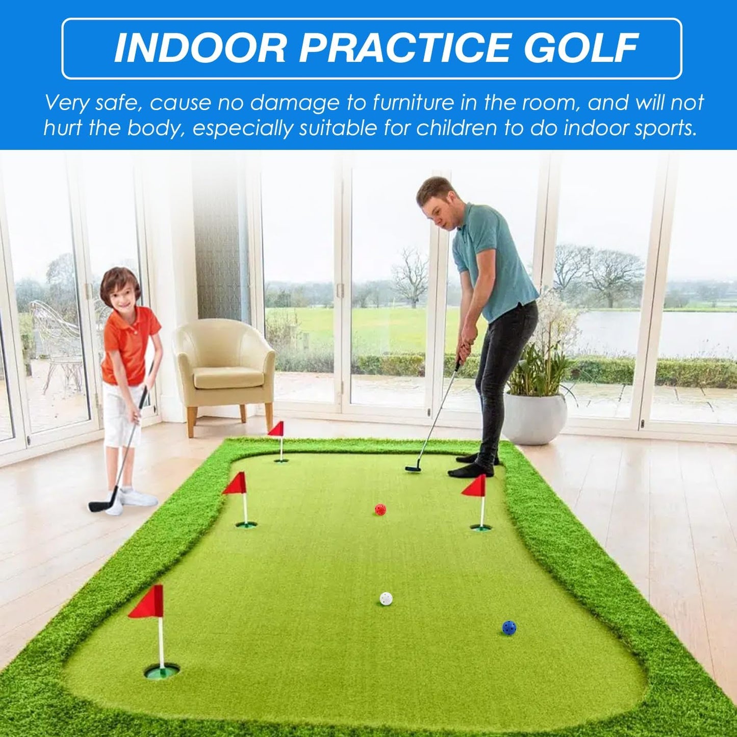 GSE Games & Sports Expert 12-Pack Practice Golf Balls, 40mm Limited Flight Plastic Soft Golf Balls, Airflow Hollow Training Golf Ball for Swing Practice (Several Colors Available)