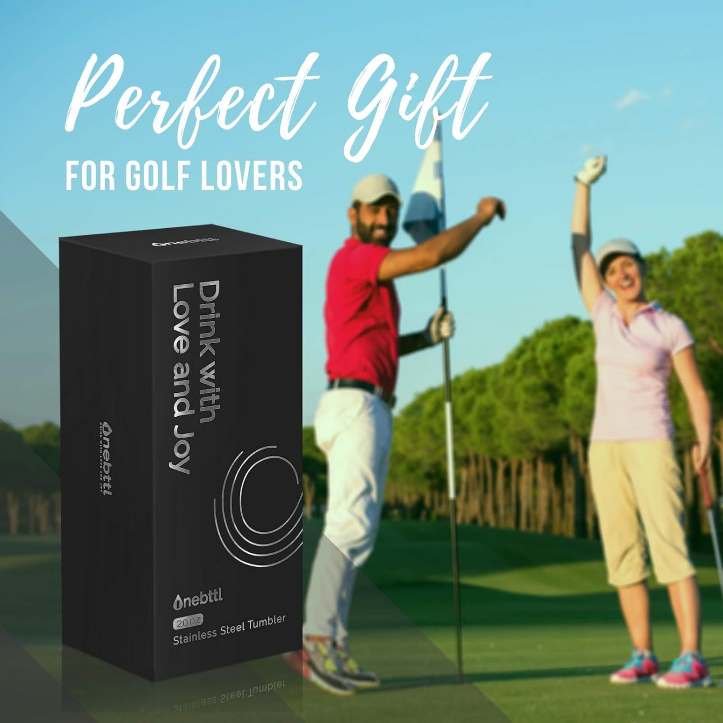 Onebttl Golf Gifts for Men - Funny 20oz Tumbler, Perfect for Golf Dads & Lovers - Teal - Let's Partee