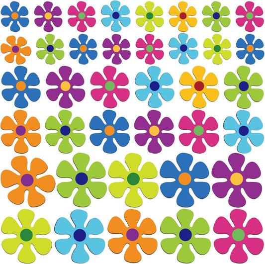 Outus Car Flower Magnet Funny Magnetic Decals Decorations Cute Fridge Magnets 60s Flower Cutout Magnet for Car Home Door Refrigerator (48 Pieces,3.9 x 3.9 Inch, 2.2 x 2.2 Inch, 5.1 x 5.1 Inch)