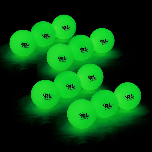 R&L Glow Golf Balls for Night Sports - Tournament Fluorescent Glowing in The Dark Golf Ball - Long Lasting Bright Luminous Balls