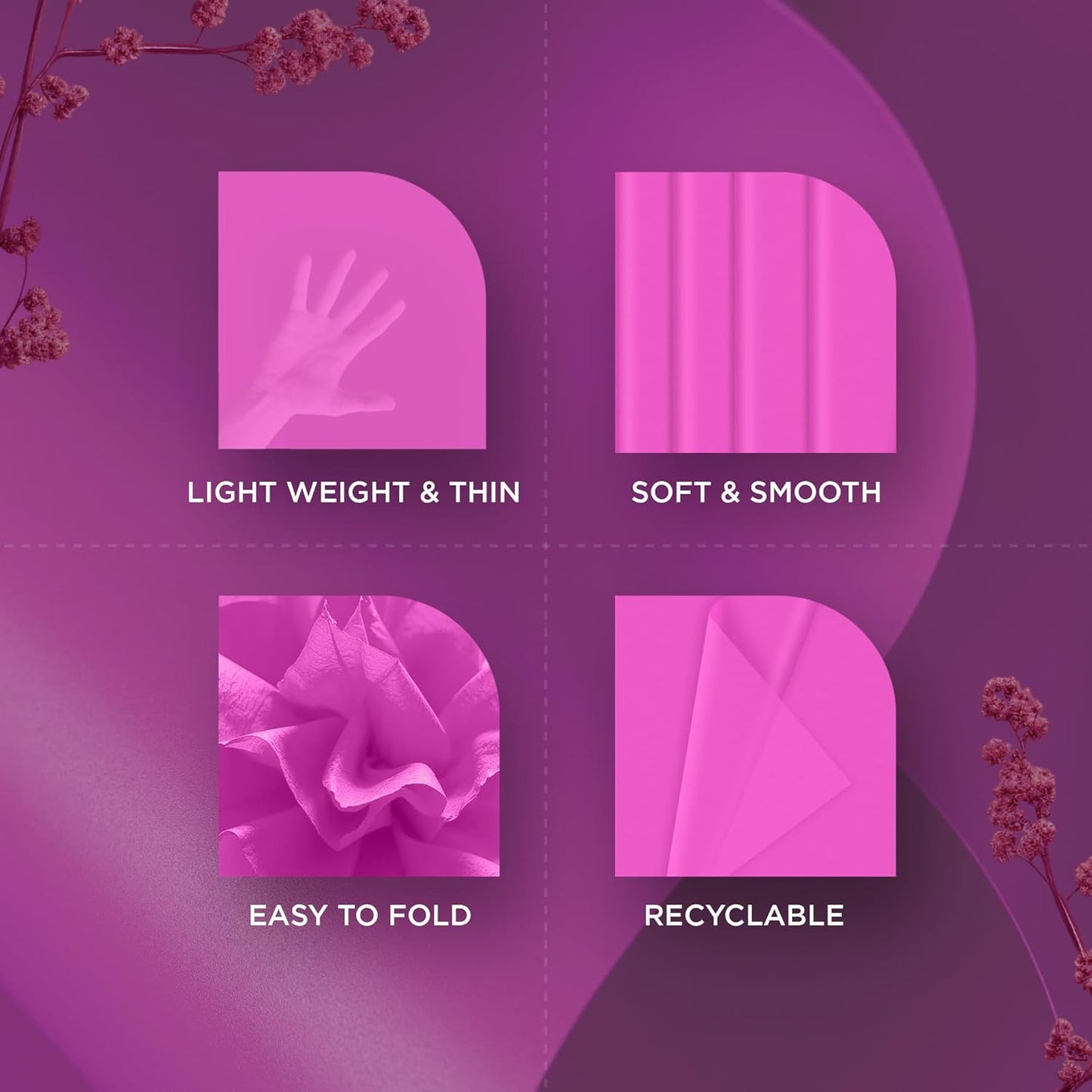 SANZIX 150 Sheets Pink Tissue Paper for Gift Bags Bulk 14"x20"- Hot Pink Tissue Paper Bulk for Gift Wrap, Christmas Gifts, Birthday, Valentine’s Day, Bridal & Baby Shower, Holiday & Xmas Decorations