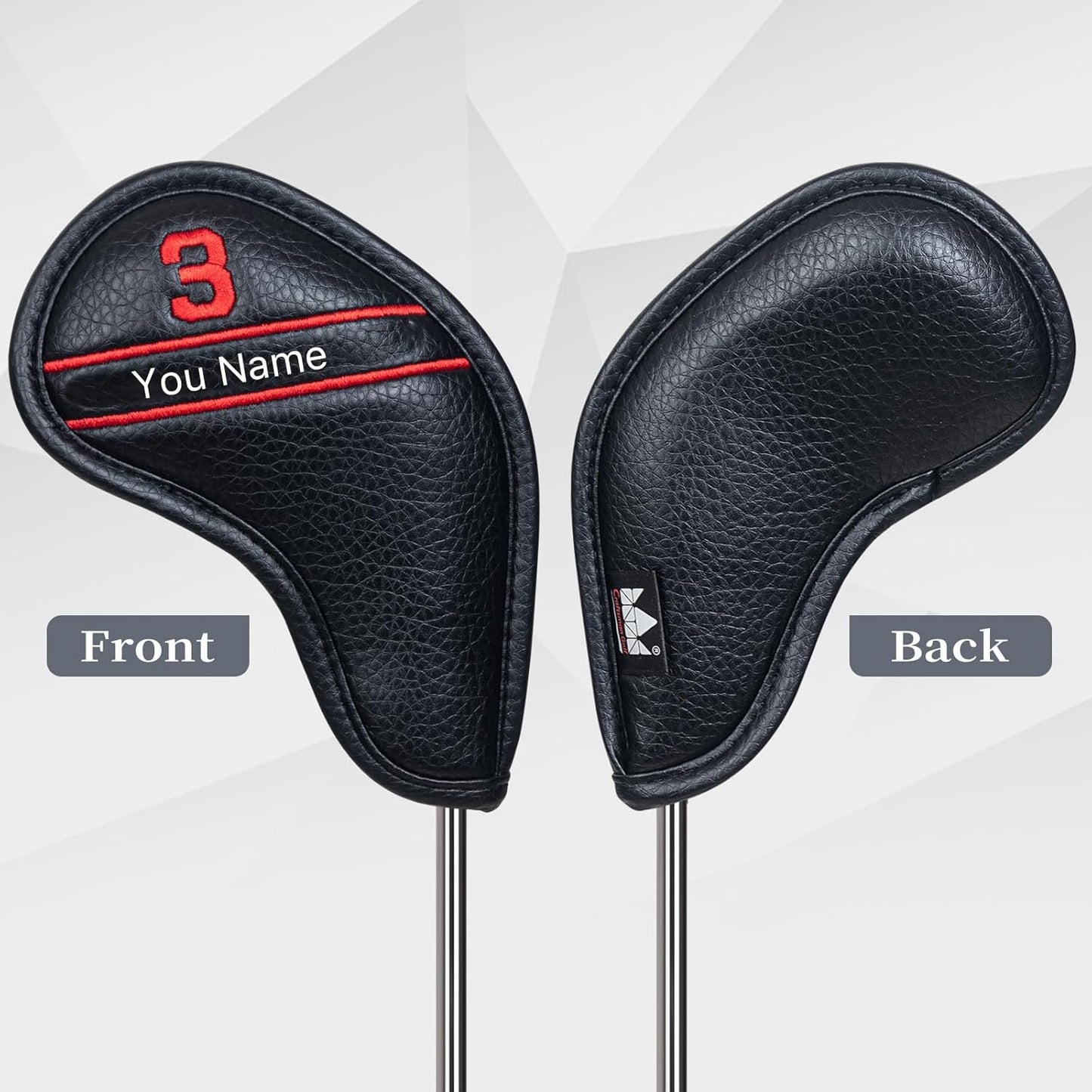 CRAFTSMAN GOLF 12pcs or 1pc Black Leather Golf Iron Head Covers Set Headcover Colorful Number Embroideried for Callaway Ping Taylormade Cobra Also Custom Version w/Your Name