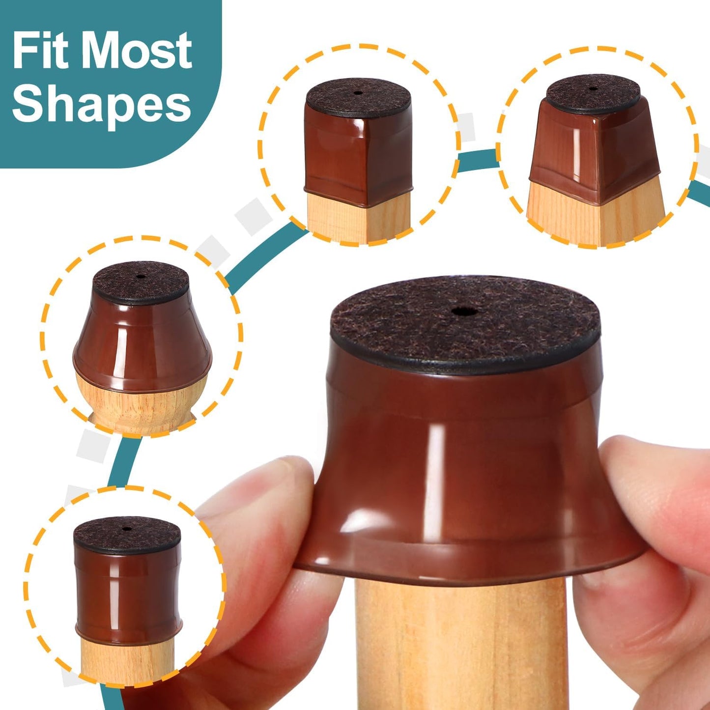 24 Pcs Chair Leg Floor Protectors Round, Silicone Felt Furniture Leg Pads Caps Covers for Hardwood Floors (Fit 15/16" to 1-5/16")