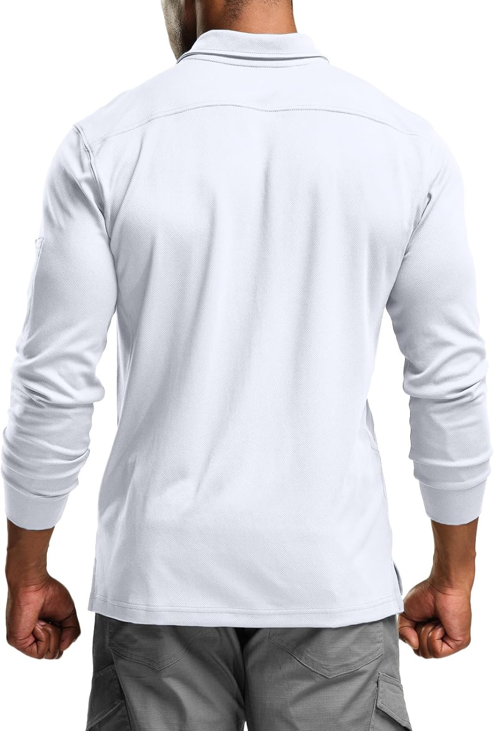 CQR Men's Polo Shirt, Long Sleeve Tactical Shirts, Outdoor UPF 50+ Pique Shirt, Dry Fit Lightweight Golf Shirts